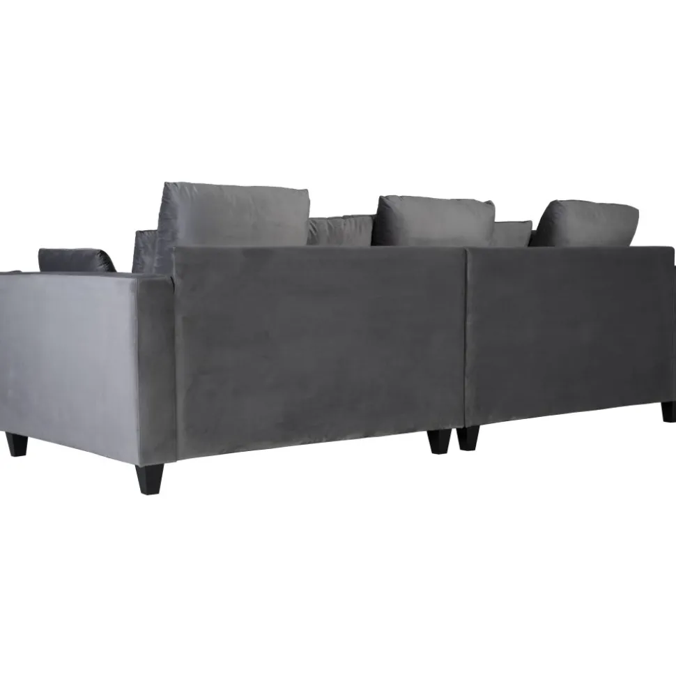 Soffa 270 cm bred och 114 cm djup - grå sammet + Fläckborttagare för möbler