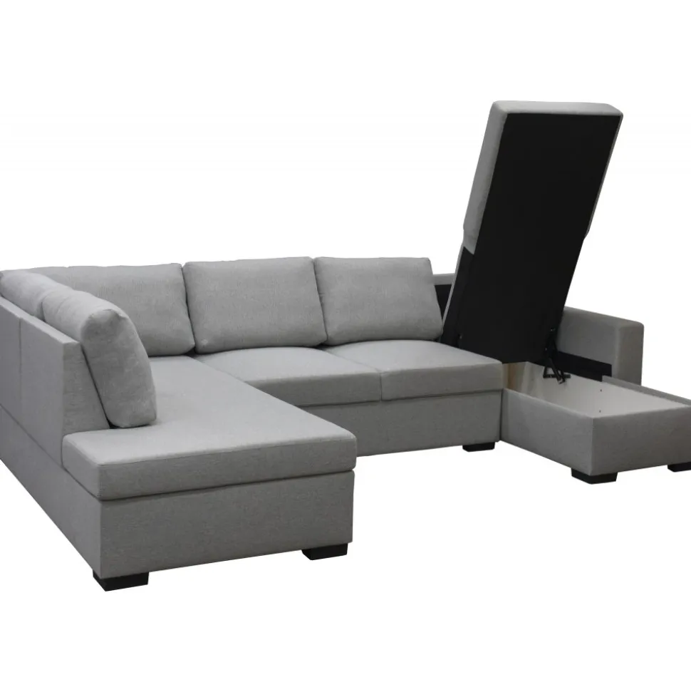 Soffa 309 cm ljusgrå - Solna + Fläckborttagare för möbler