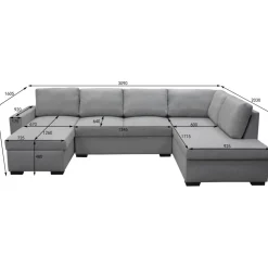 Soffa 309 cm ljusgrå - Solna + Fläckborttagare för möbler