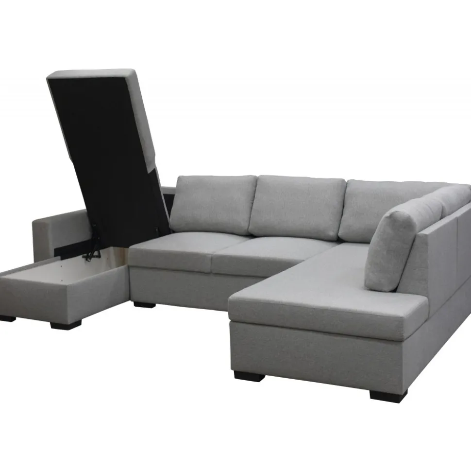 Soffa 309 cm ljusgrå - Solna + Fläckborttagare för möbler