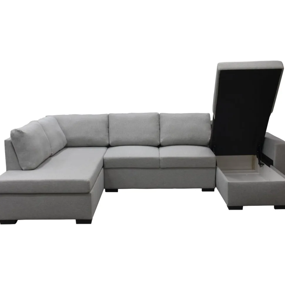 Soffa 309 cm ljusgrå - Solna + Fläckborttagare för möbler