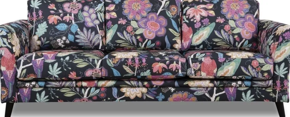Soffa blommigt tyg 3-sits - 204 cm