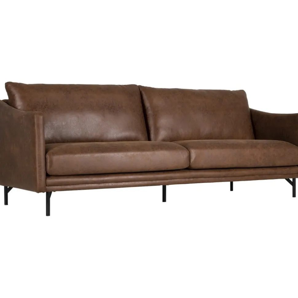 Soffa brun vintage 3-sits 223 cm + Textilrengöring för möbler