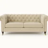Soffa Chesterfield Cambridge Deluxe 225 cm - Ljus gråbeige sammet