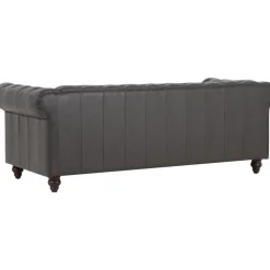 Soffa chesterfield 3-sits 219 cm svart konstläder + Fläckborttagare för möbler