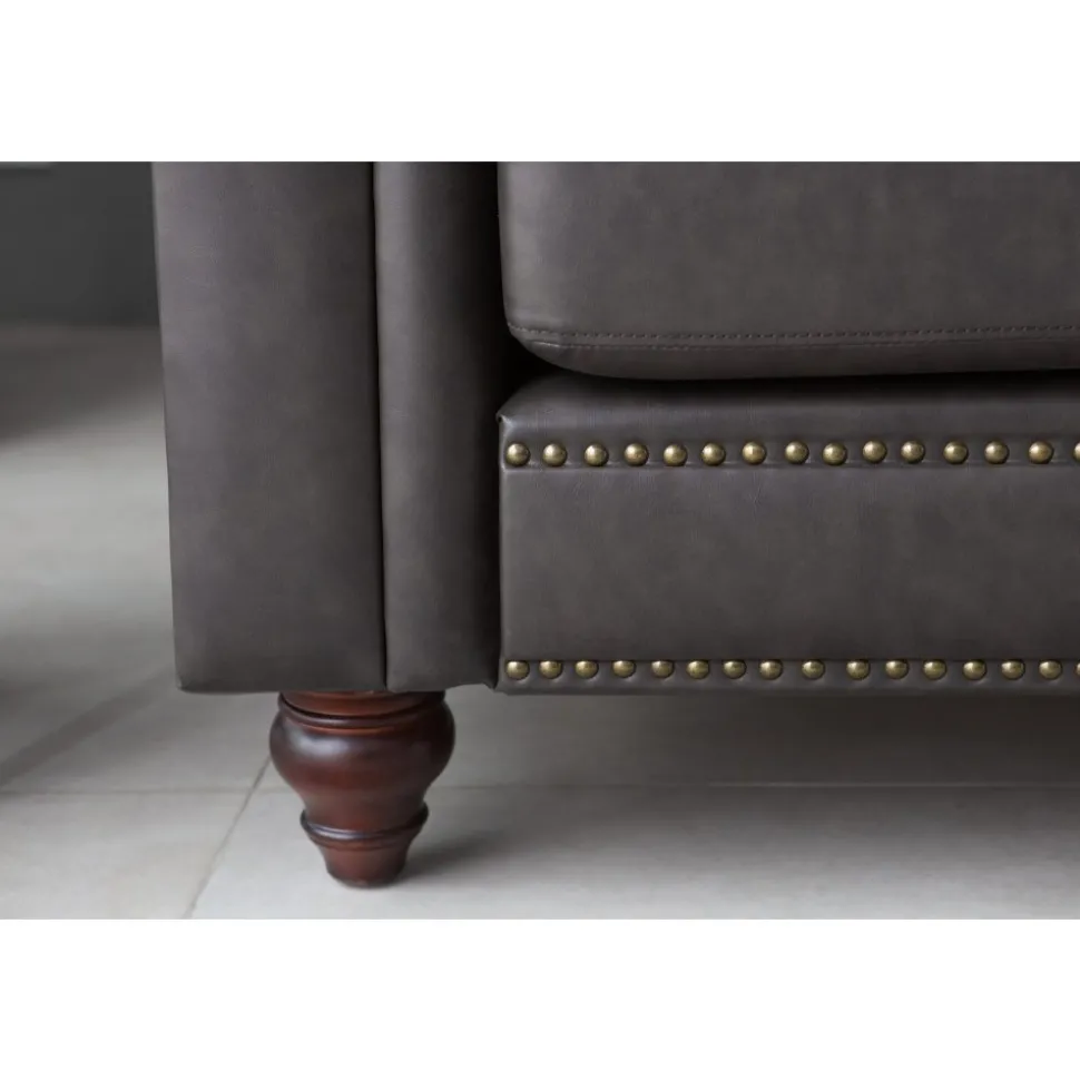 Soffa chesterfield 3-sits 219 cm svart konstläder + Textilrengöring för möbler