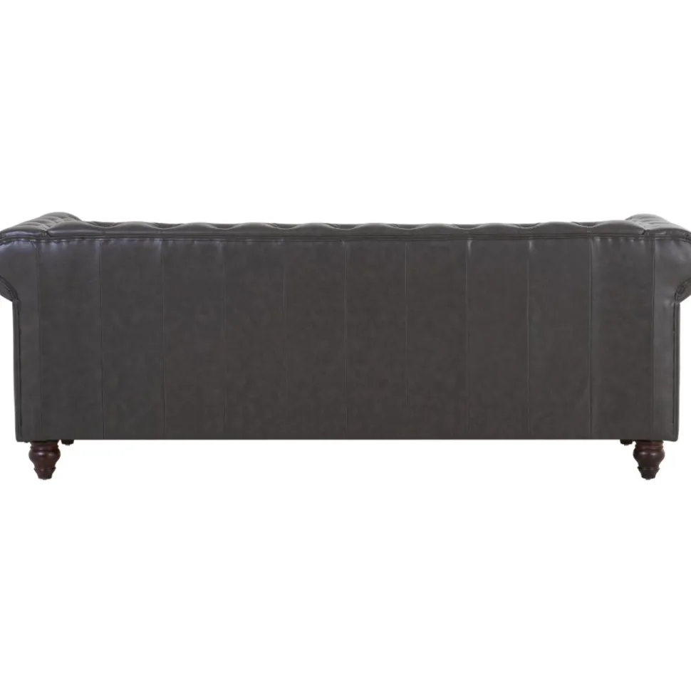 Soffa chesterfield 3-sits 219 cm svart konstläder + Textilrengöring för möbler