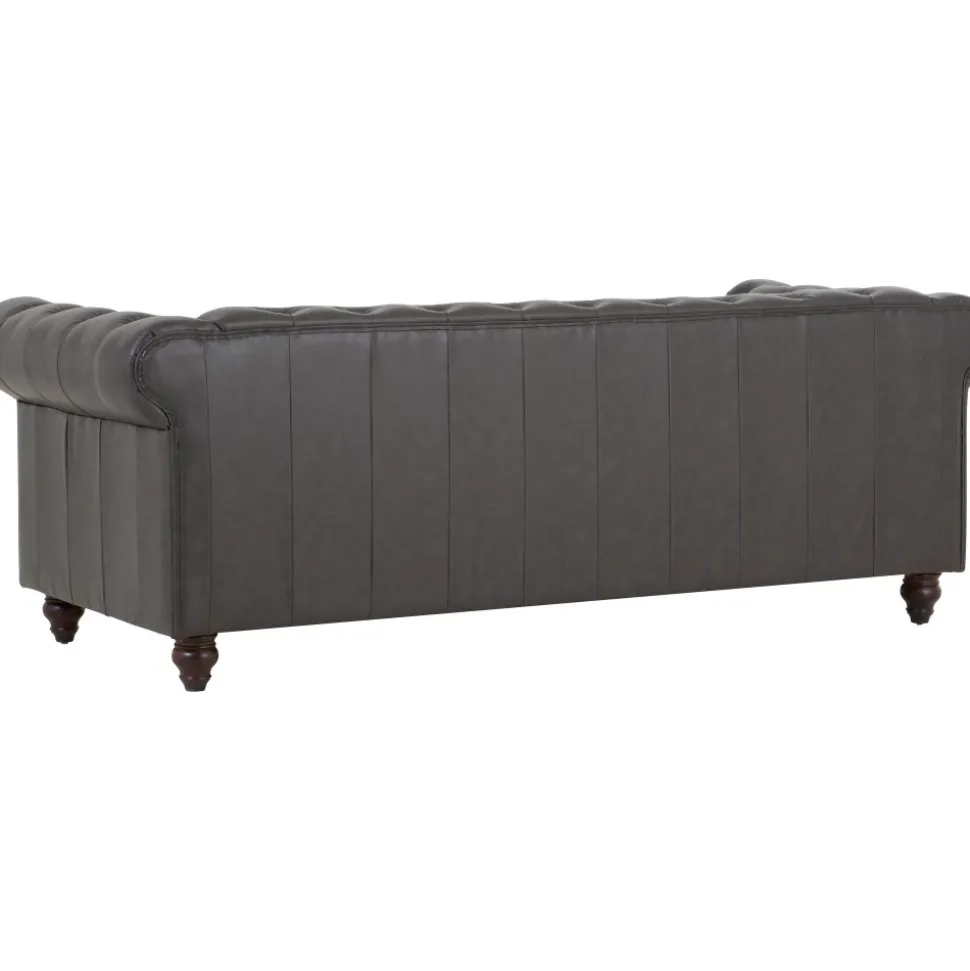 Soffa chesterfield 3-sits 219 cm svart konstläder + Textilrengöring för möbler