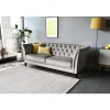 Soffa chesterfield 3-sits grå - Henry + Textilrengöring för möbler