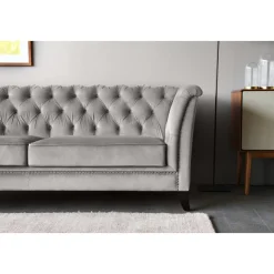 Soffa chesterfield 3-sits grå - Henry + Textilrengöring för möbler