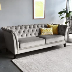 Soffa chesterfield 3-sits grå - Henry