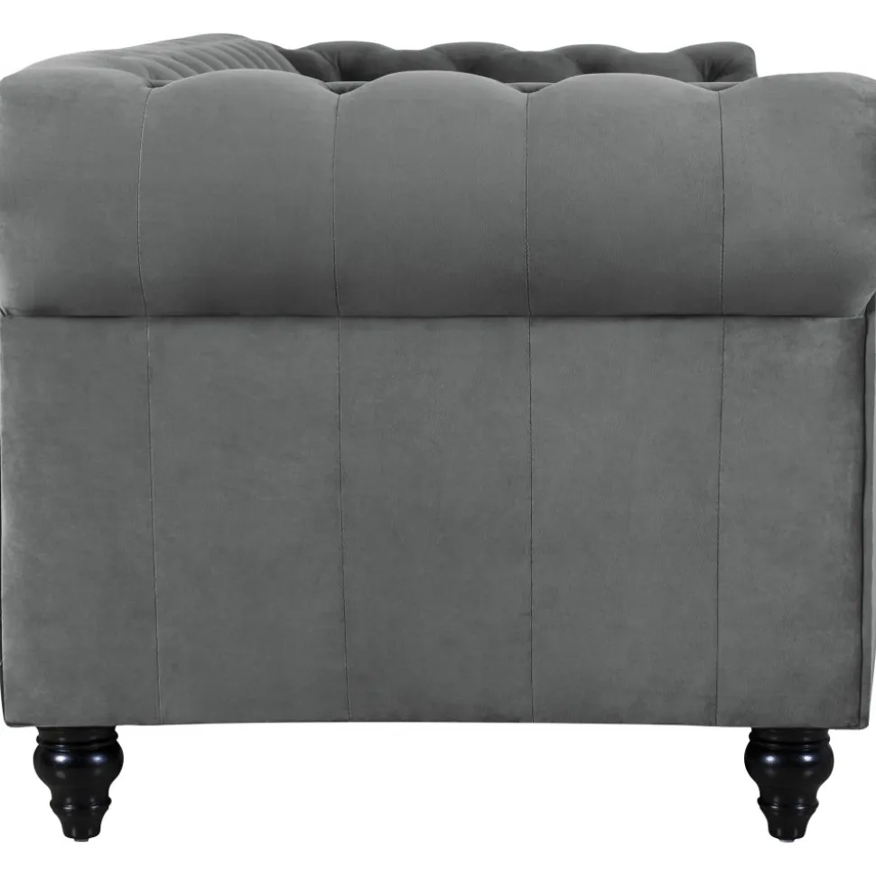 Soffa chesterfield 3-sits grå 219 cm lång