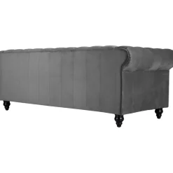 Soffa chesterfield 3-sits grå 219 cm lång