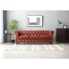 Soffa chesterfield 3-sits i brun PU - Charles