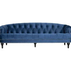 Soffa chesterfield 3-sits soffa i blå sammet