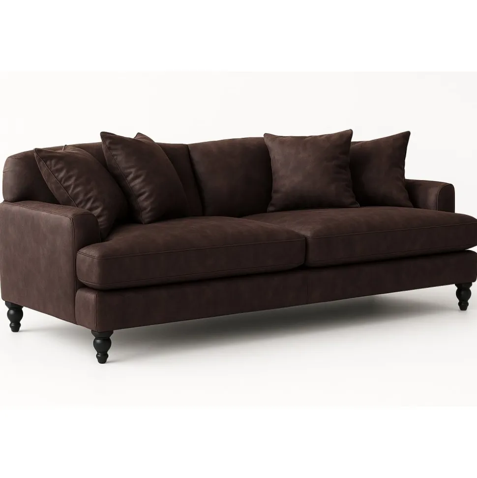 Soffa Dalton 225 cm - Mörkbrun läderimitation