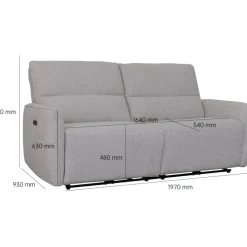 Soffa elektrisk recliner 3-sits - Ljus bouclè
