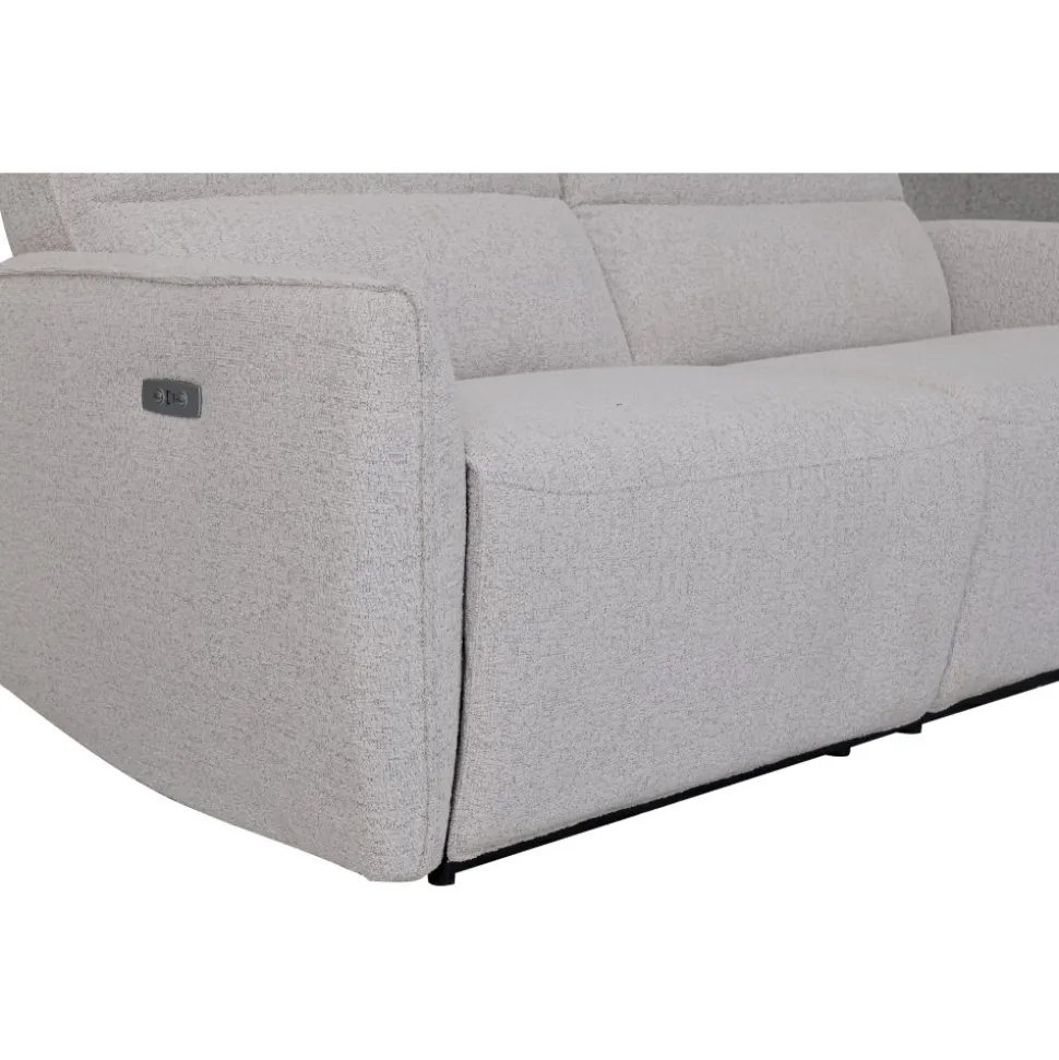 Soffa elektrisk recliner 3-sits - Ljus bouclè