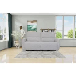 Soffa elektrisk recliner 3-sits - Ljus bouclè