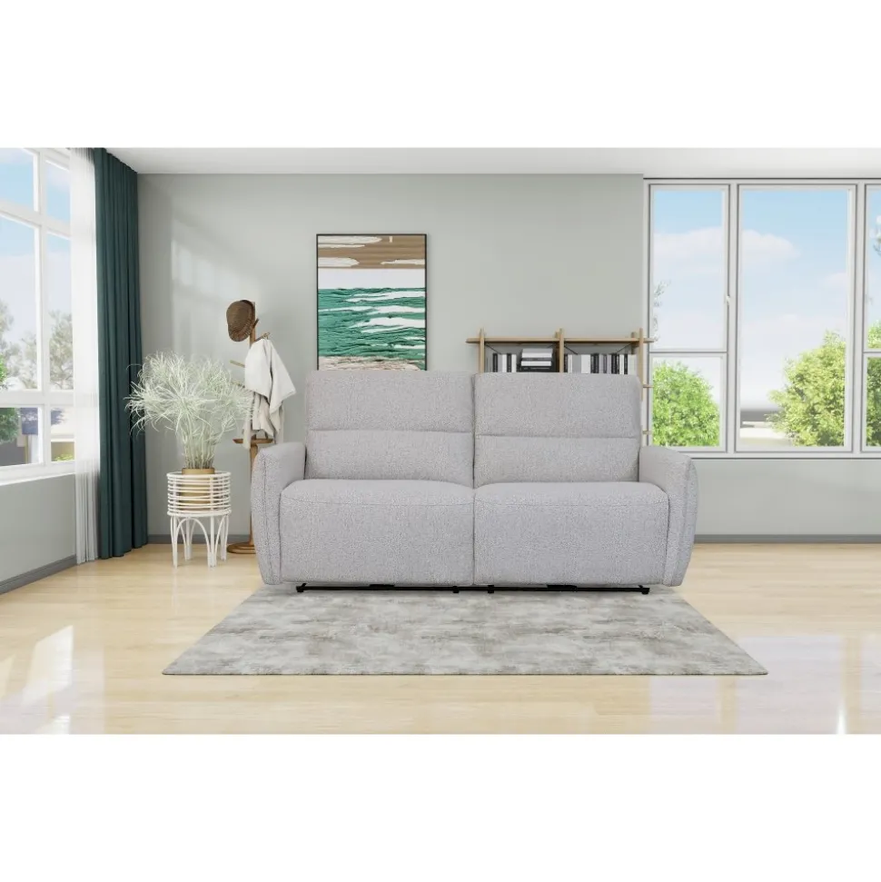 Soffa elektrisk recliner 3-sits - Ljus bouclè