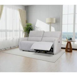 Soffa elektrisk recliner 3-sits - Ljus bouclè