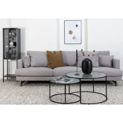 Soffa grå 4-sits 255 cm Hedlunda + Fläckborttagare för möbler