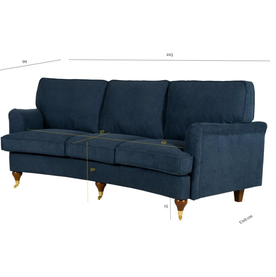 Soffa Howard Watford Deluxe - Svängd howard soffa 225 cm + Fläckborttagare för möbler