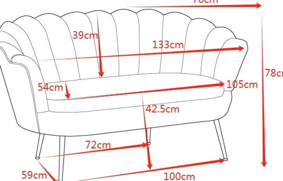 Soffa i brun sammet 133 cm - Kingsley + Möbeltassar