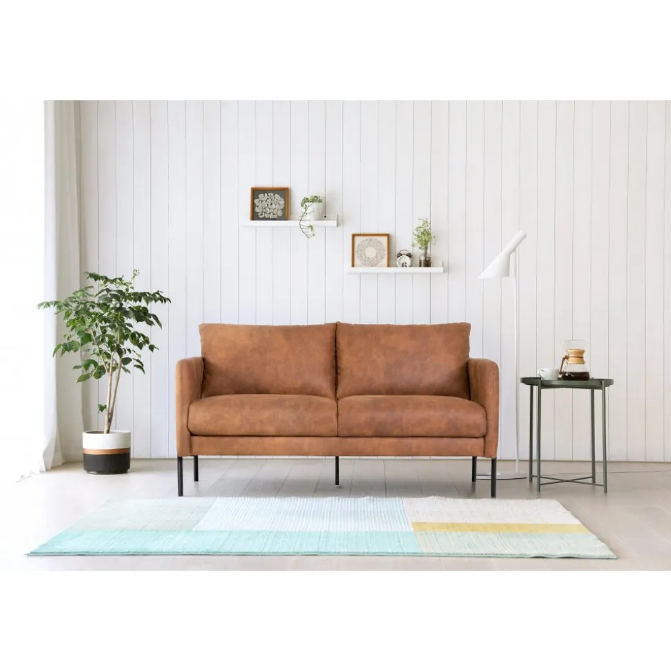 Soffa i brunt ecoläder 156 cm