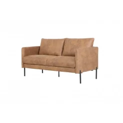 Soffa i brunt ecoläder 156 cm + Textilrengöring för möbler