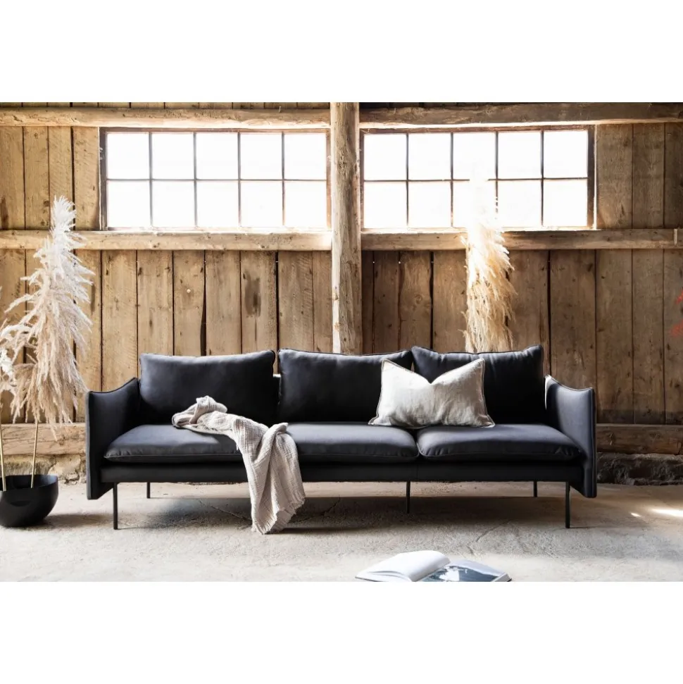 Soffa i svart microfiber 234,5 cm