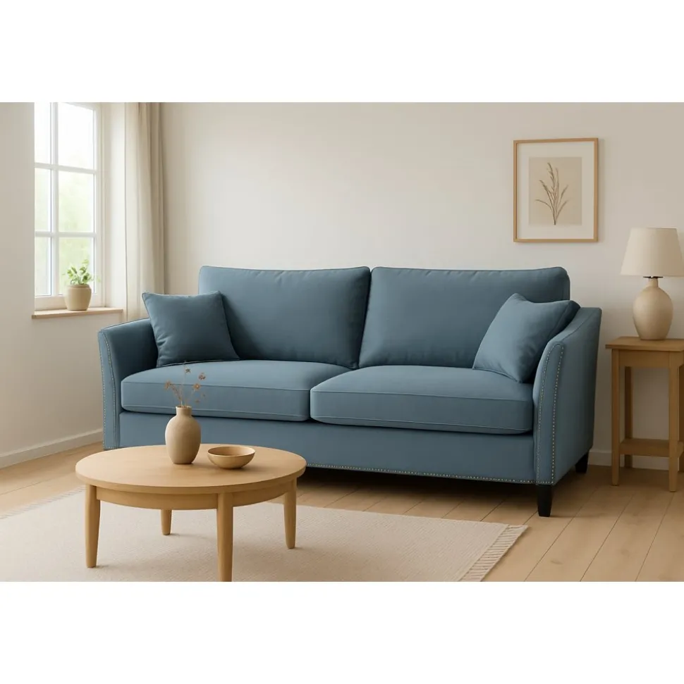 Soffa Liberty 2,5-sits med nitar - Blågrön