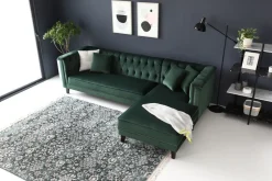 Soffa med divan grön sammet - Bellas + Textilrengöring för möbler