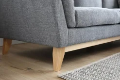 Soffa med divan grått tyg - 260 cm bred + Textilrengöring för möbler