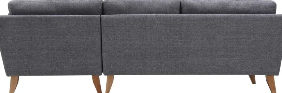 Soffa med divan grått tyg - 260 cm bred + Textilrengöring för möbler