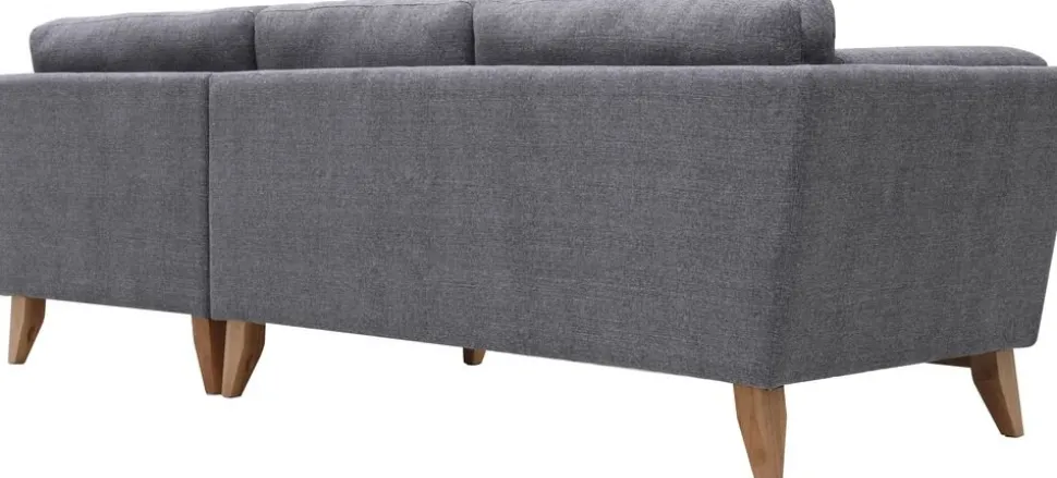 Soffa med divan grått tyg - 260 cm bred + Textilrengöring för möbler