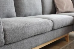 Soffa med divan grått tyg - 260 cm bred + Fläckborttagare för möbler