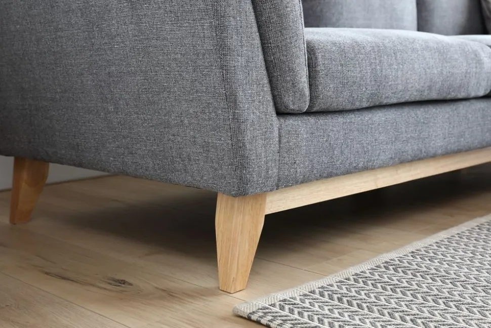 Soffa med divan grått tyg - 260 cm bred + Fläckborttagare för möbler