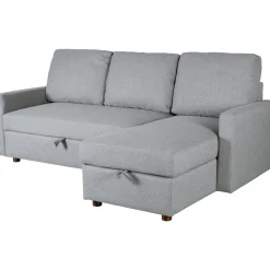 Soffa med förvaring grå 214 cm bred