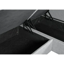 Soffa med förvaring grå 214 cm bred