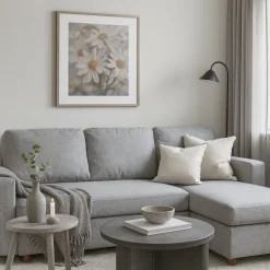 Soffa med förvaring grå 214 cm bred + Textilrengöring för möbler