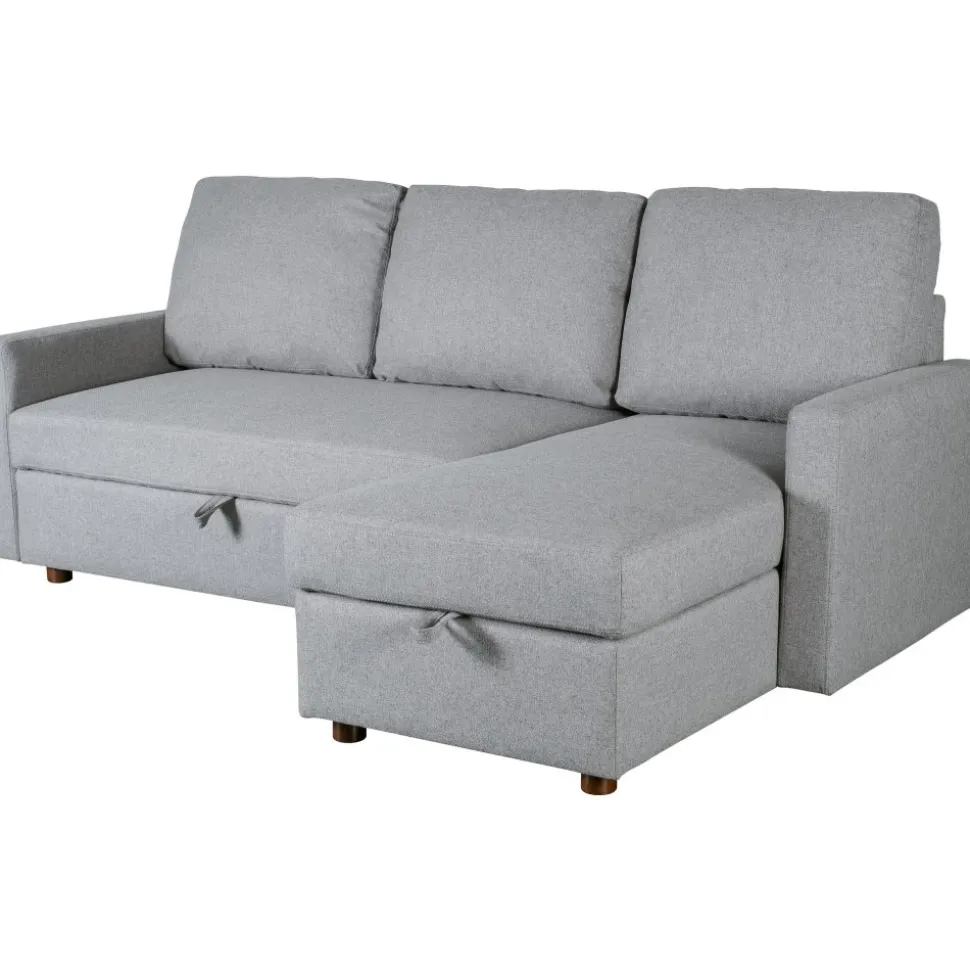 Soffa med förvaring grå 214 cm bred + Textilrengöring för möbler