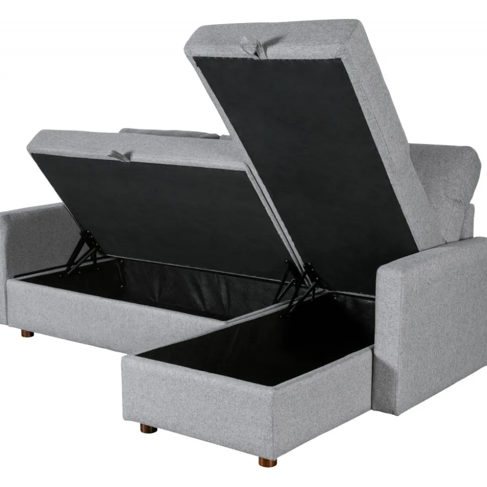 Soffa med förvaring grå 214 cm bred + Textilrengöring för möbler