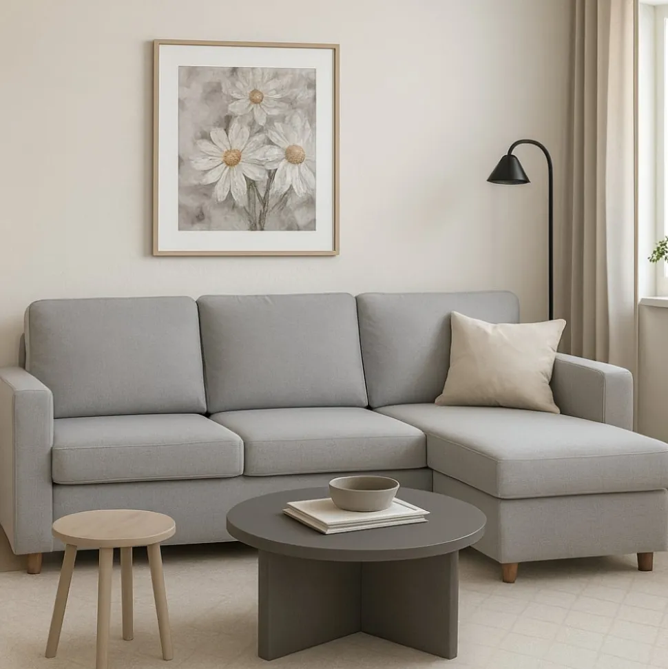 Soffa med förvaring grå 214 cm bred + Fläckborttagare för möbler