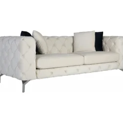 Soffa med knappar beige sammet 200 cm + Fläckborttagare för möbler