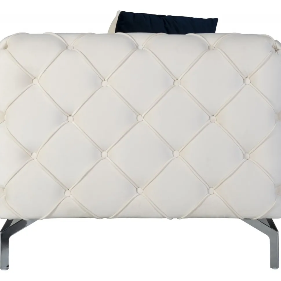 Soffa med knappar beige sammet 200 cm