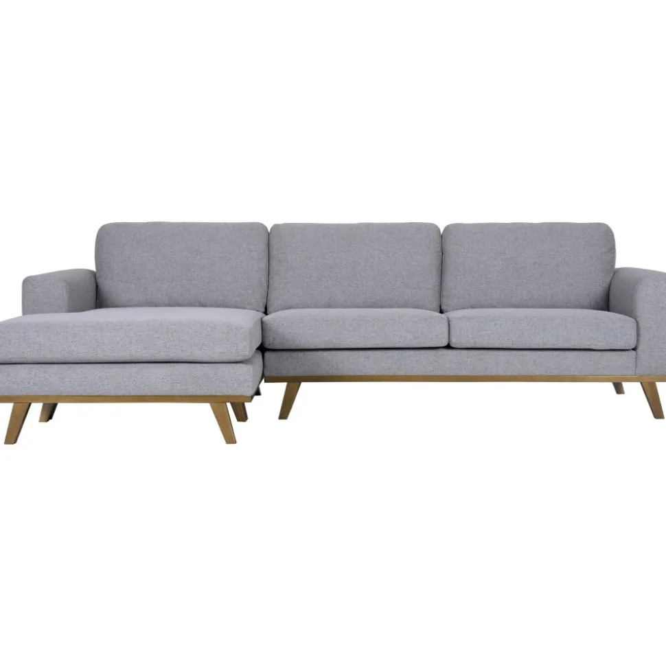 Soffa med vändbar divan grå 283 cm