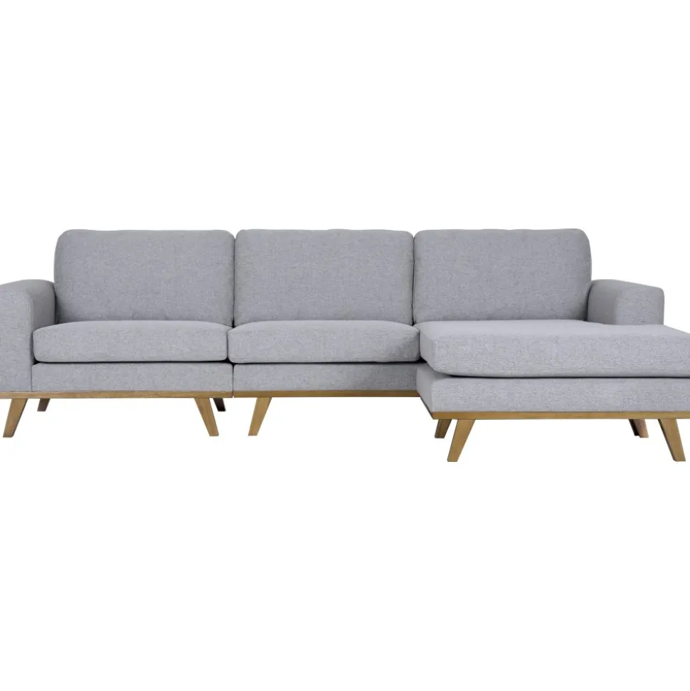 Soffa med vändbar divan grå 283 cm