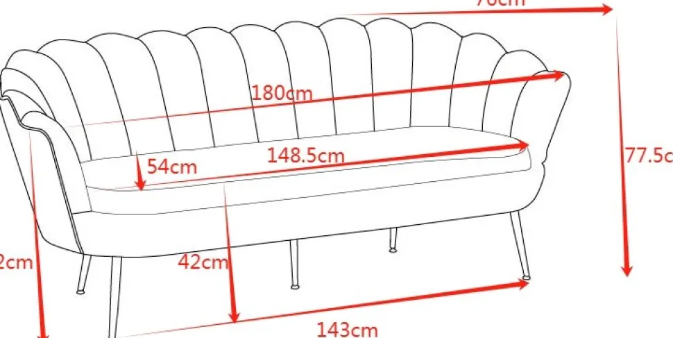 Soffa offwhite 3-sits - 180 cm - Kingsley