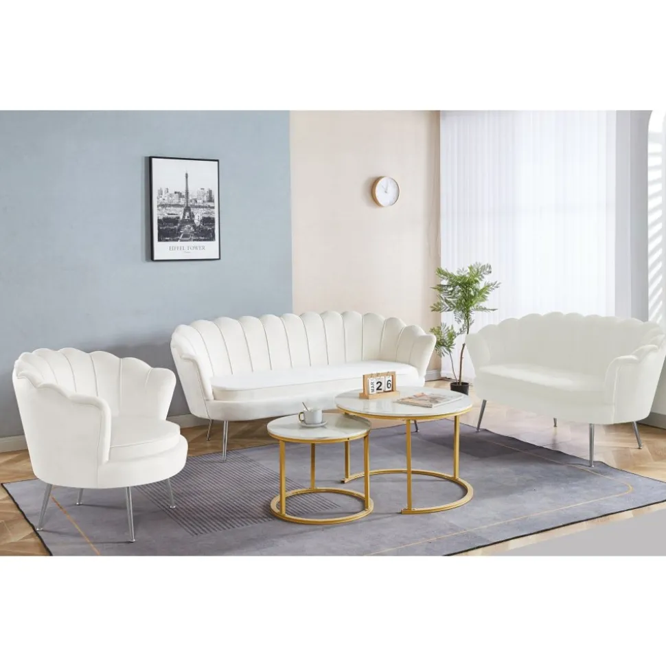 Soffa offwhite 3-sits - 180 cm - Kingsley + Möbeltassar